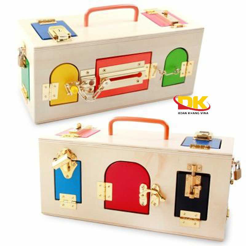 Giáo cụ montessori hộp đồ chơi gỗ học tập mở khoá DK 006-19